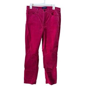 Talbots Velveteen Straight Leg Pants Women's 10 Pink High Rise Curvy Velvet